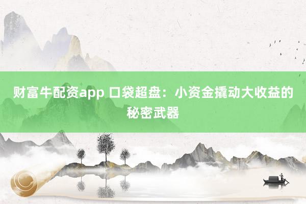 财富牛配资app 口袋超盘:小资金撬动大收益的秘密武器