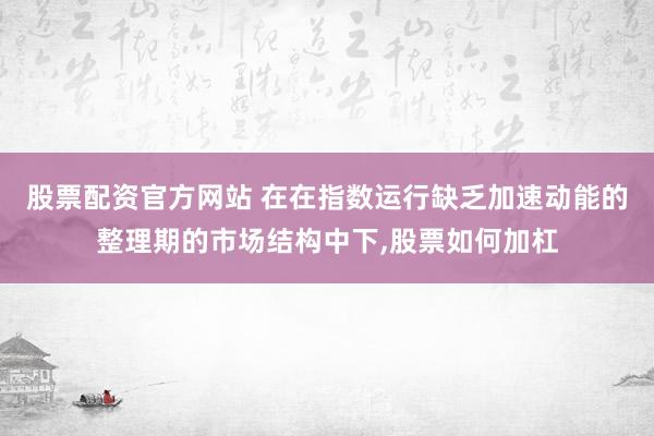 股票配资官方网站 在在指数运行缺乏加速动能的整理期的市场结构中下，股票如何加杠